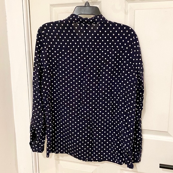Navy blue polka dot button up - Picture 2 of 4